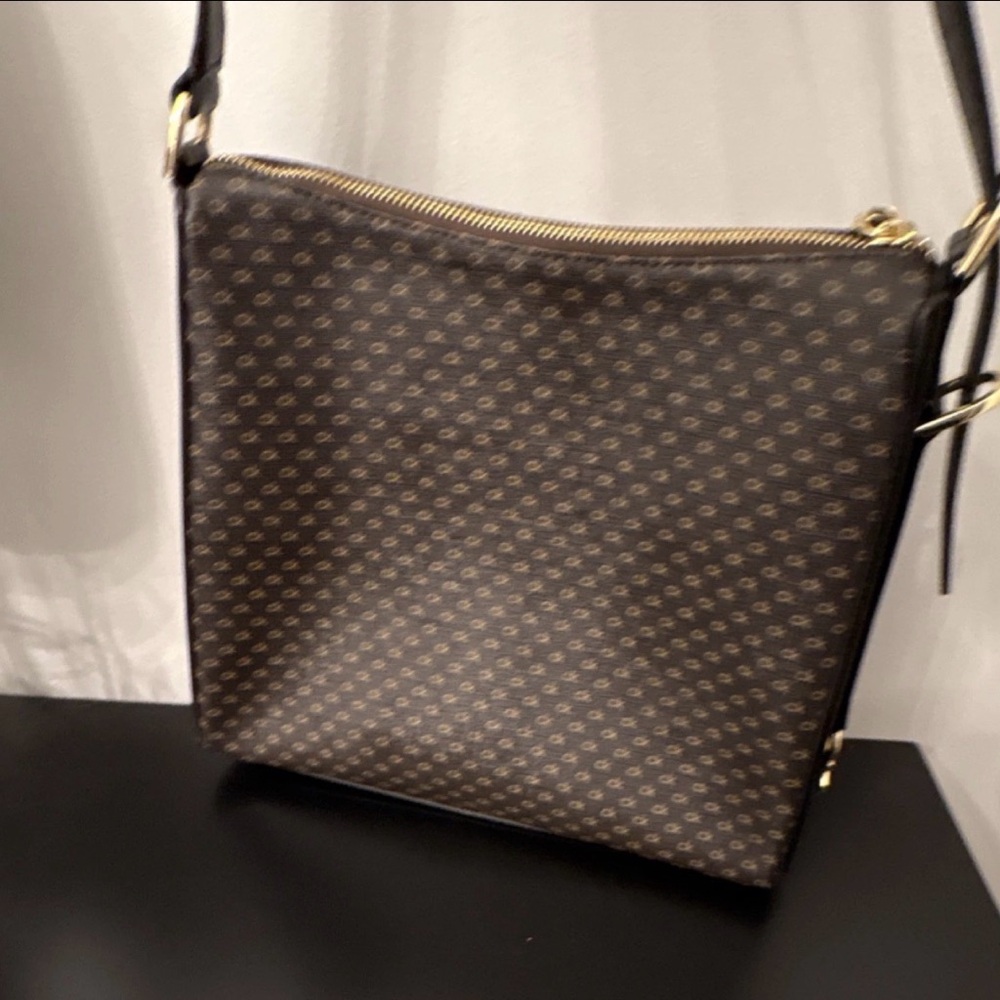 Calvin Klein Brown Monogram Crossbody with Gold Accents - Picture 2 of 9